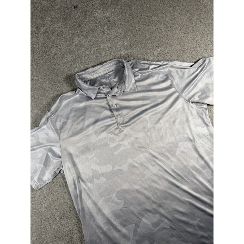 Pins & Aces Polo Shirt Men XXL Ice Gray Camo Golf Jersey Lightweight Performance